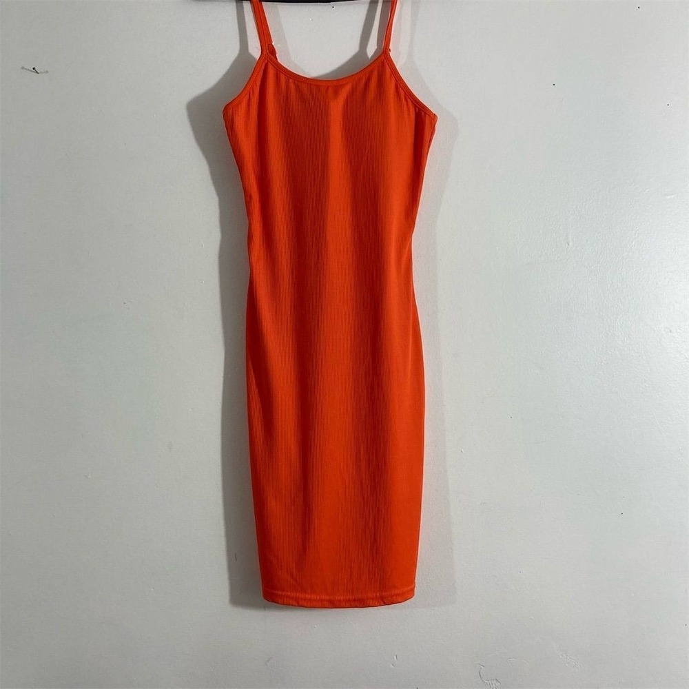 New Look Women's Orange Ribbed Cami Bodycon Dress Size S